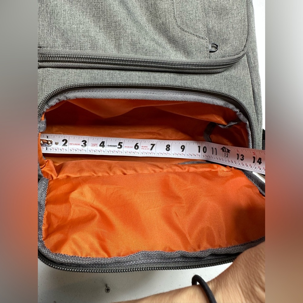 eBags EB2146-16 USB Travel Professional Slim Laptop Backpack Gray W/ Orange Int. - Picture 11 of 16